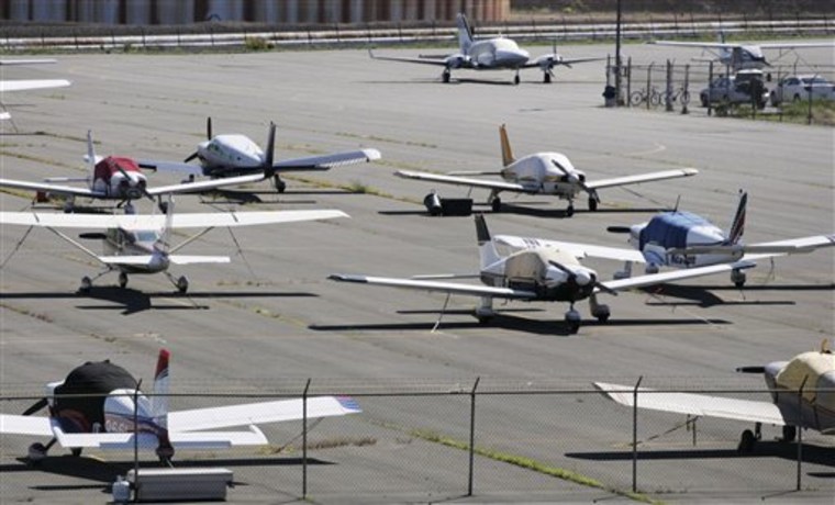 Private single-engine airplanes are parked in 2008 at Linden Airport in Linden, N.J. In order to locate thousands of planes in the United States that the agency lost track of, the FAA will begin canceling the registration certificates of all 357,000 aircraft and requiring owners to re-register. 